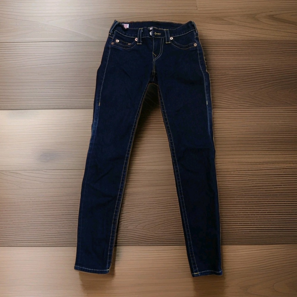 True Religion Casey Low Rise Skinny Jeans Dark Wash Denim Size 27 Made in USA